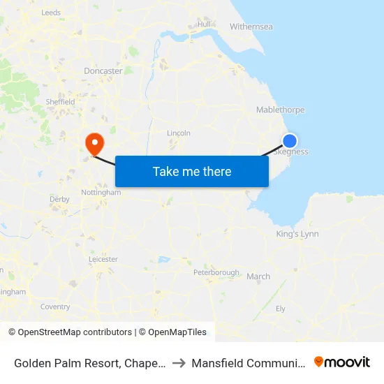 Golden Palm Resort, Chapel St Leonards to Mansfield Community Hospital map
