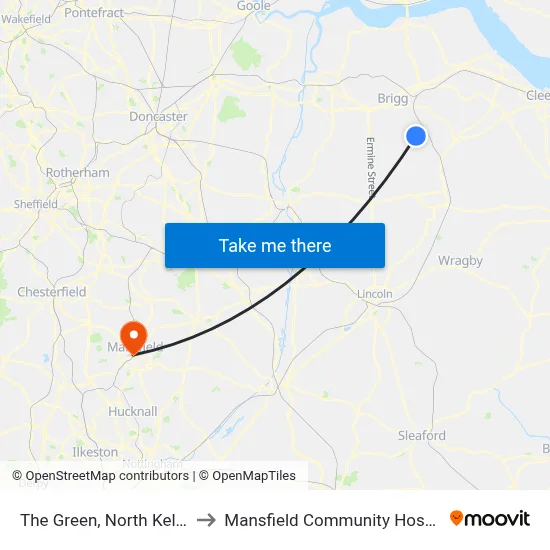 The Green, North Kelsey to Mansfield Community Hospital map