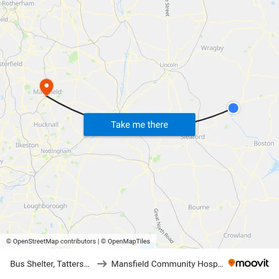 Bus Shelter, Tattershall to Mansfield Community Hospital map