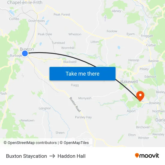 Buxton Staycation to Haddon Hall map