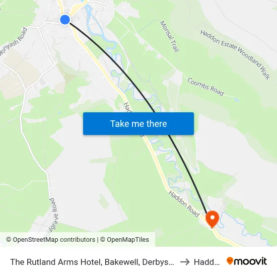 The Rutland Arms Hotel, Bakewell, Derbyshire - The Coaching Inn Group to Haddon Hall map