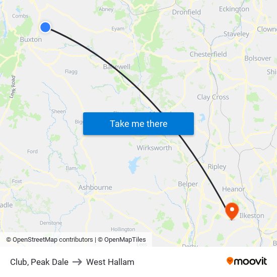 Club, Peak Dale to West Hallam map