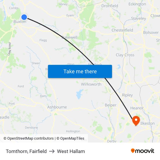 Tomthorn, Fairfield to West Hallam map