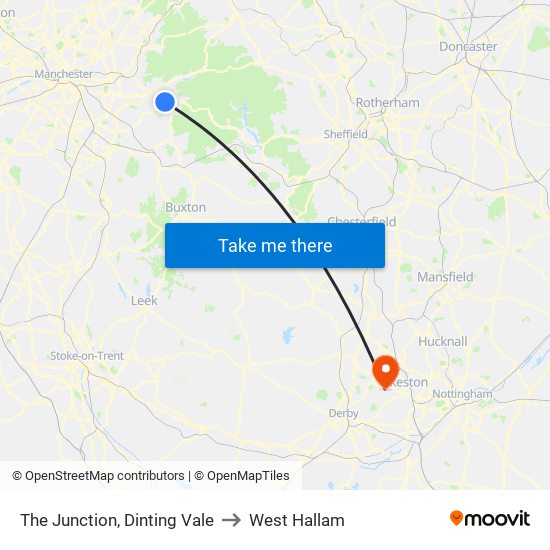 The Junction, Dinting Vale to West Hallam map