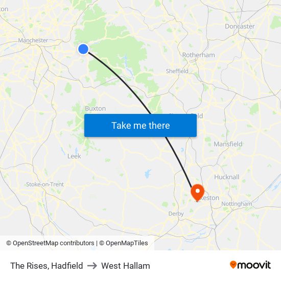 The Rises, Hadfield to West Hallam map