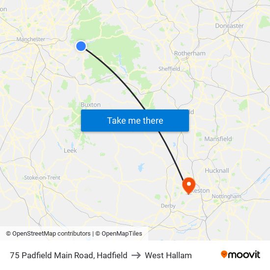 75 Padfield Main Road, Hadfield to West Hallam map