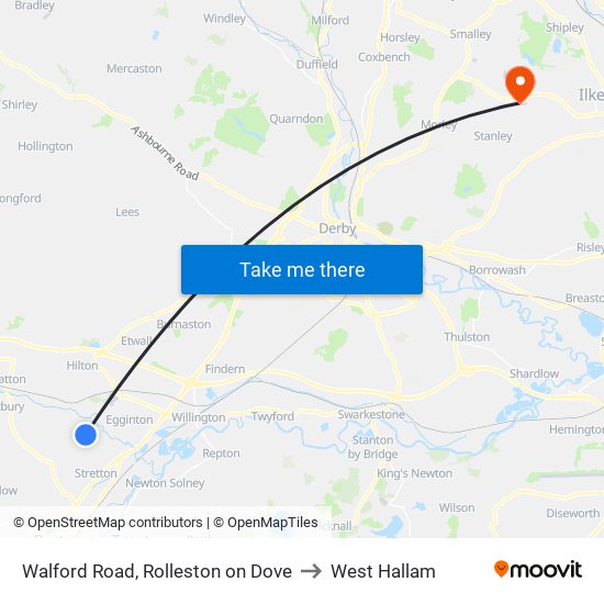 Walford Road, Rolleston on Dove to West Hallam map