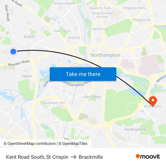Kent Road South, St Crispin to Brackmills map
