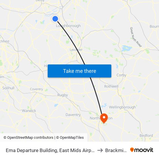 Ema Departure Building, East Mids Airport to Brackmills map