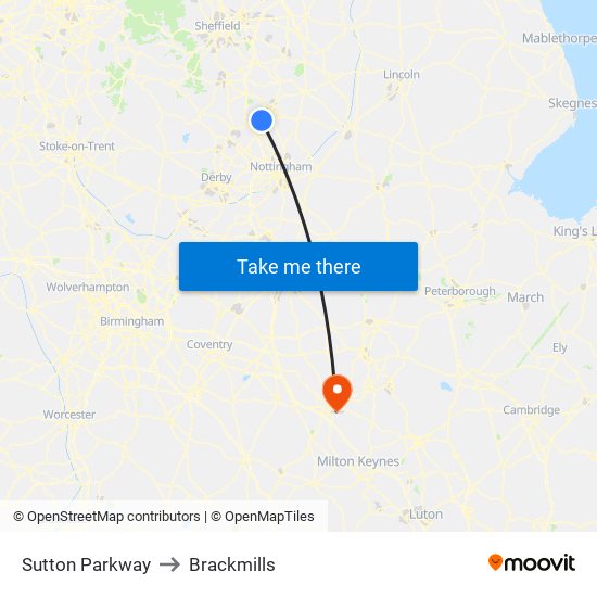 Sutton Parkway to Brackmills map
