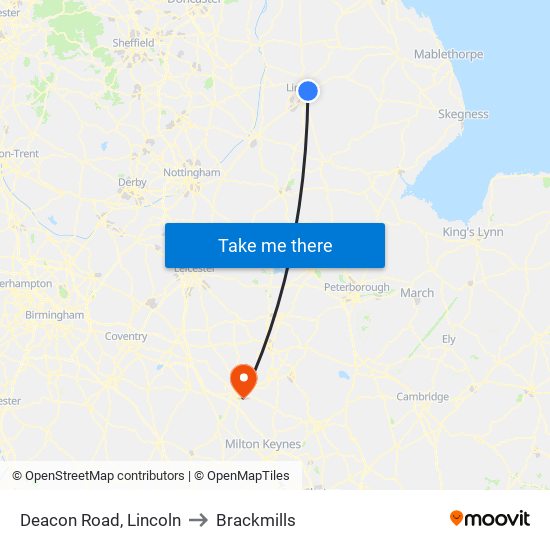Deacon Road, Lincoln to Brackmills map