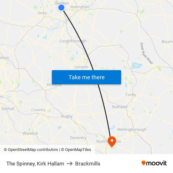 The Spinney, Kirk Hallam to Brackmills map