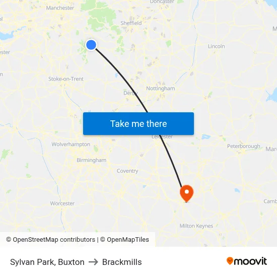 Sylvan Park, Buxton to Brackmills map