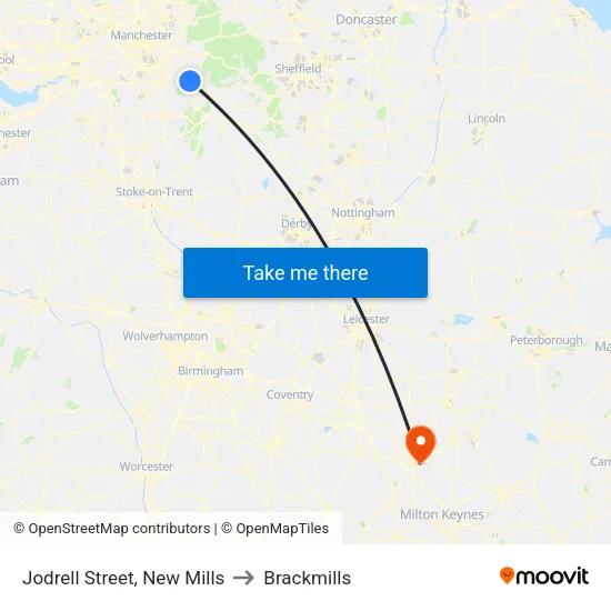 Jodrell Street, New Mills to Brackmills map