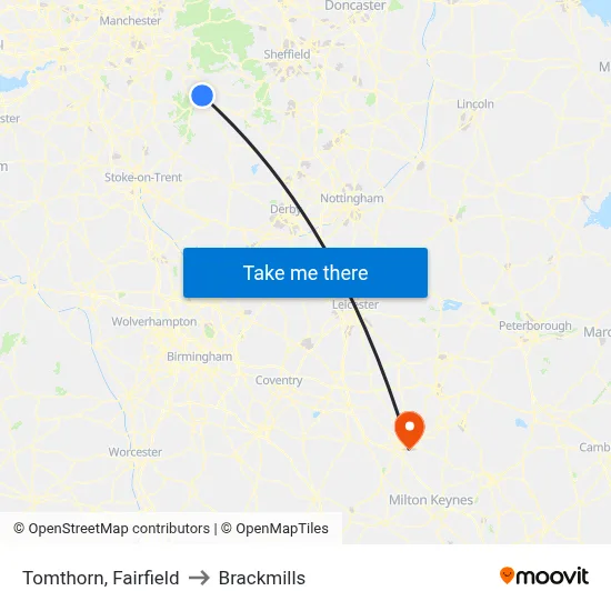 Tomthorn, Fairfield to Brackmills map