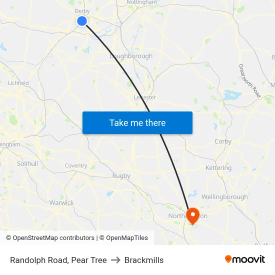 Randolph Road, Pear Tree to Brackmills map