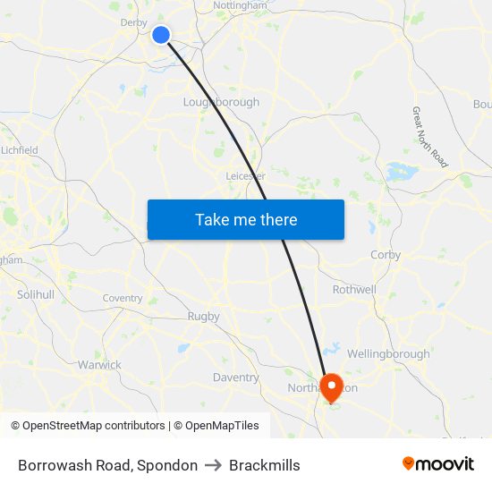 Borrowash Road, Spondon to Brackmills map