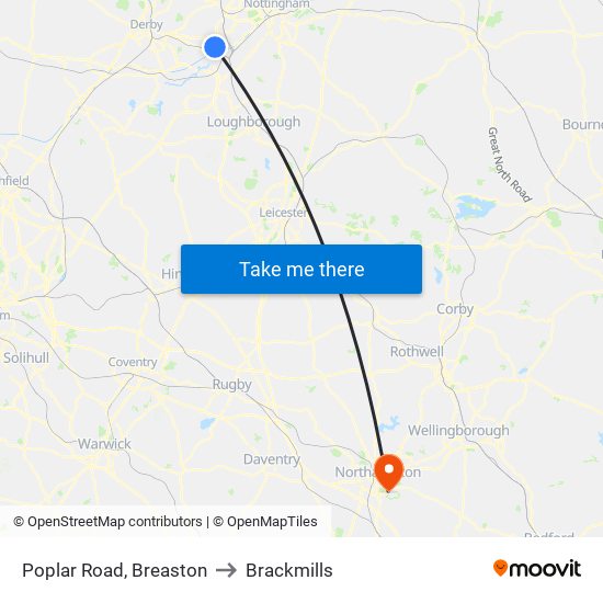 Poplar Road, Breaston to Brackmills map