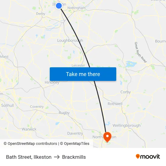 Bath Street, Ilkeston to Brackmills map