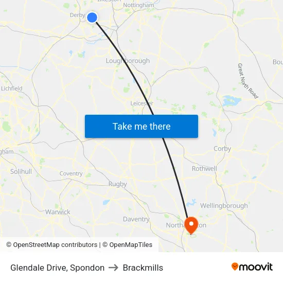 Glendale Drive, Spondon to Brackmills map