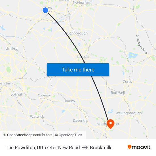 The Rowditch, Uttoxeter New Road to Brackmills map