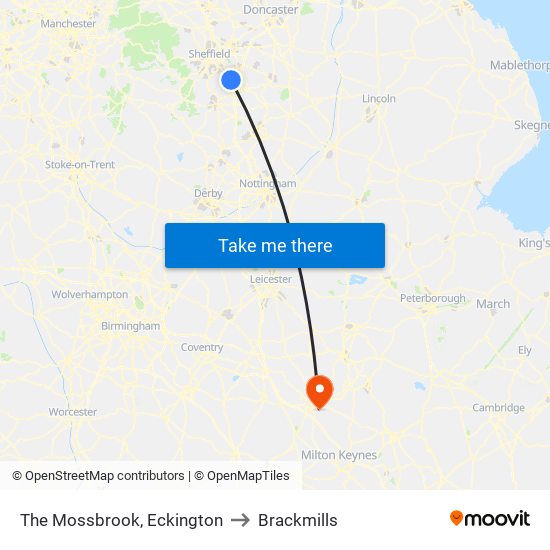 The Mossbrook, Eckington to Brackmills map