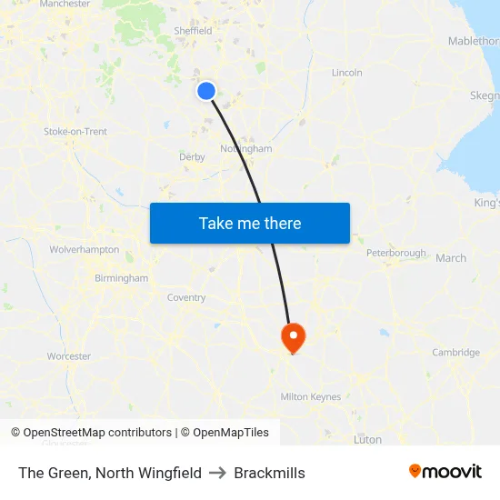 The Green, North Wingfield to Brackmills map