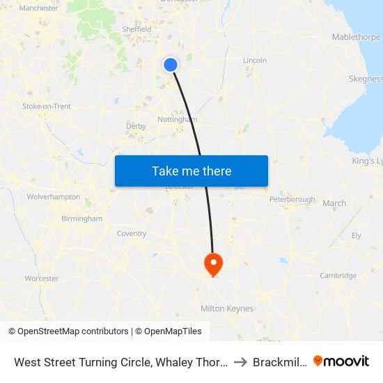 West Street Turning Circle, Whaley Thorns to Brackmills map