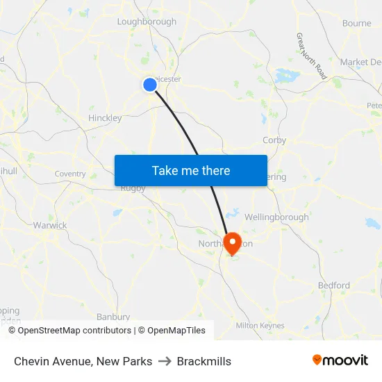 Chevin Avenue, New Parks to Brackmills map