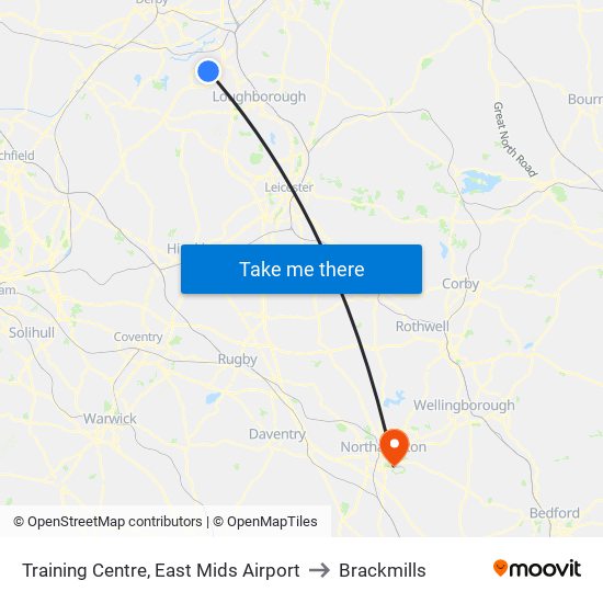 Training Centre, East Mids Airport to Brackmills map