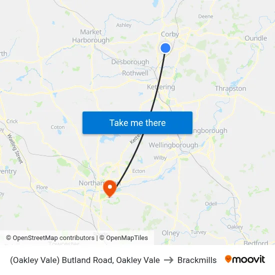 (Oakley Vale) Butland Road, Oakley Vale to Brackmills map