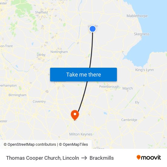 Thomas Cooper Church, Lincoln to Brackmills map