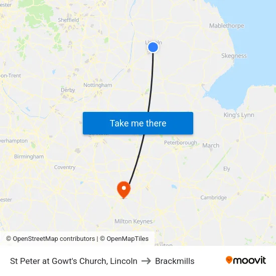 St Peter at Gowt's Church, Lincoln to Brackmills map
