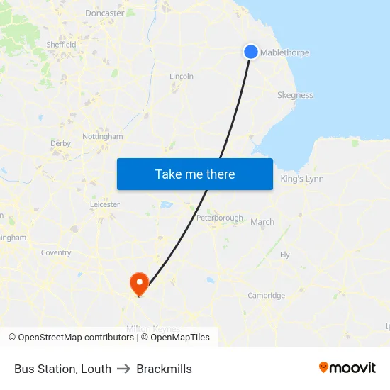 Bus Station, Louth to Brackmills map