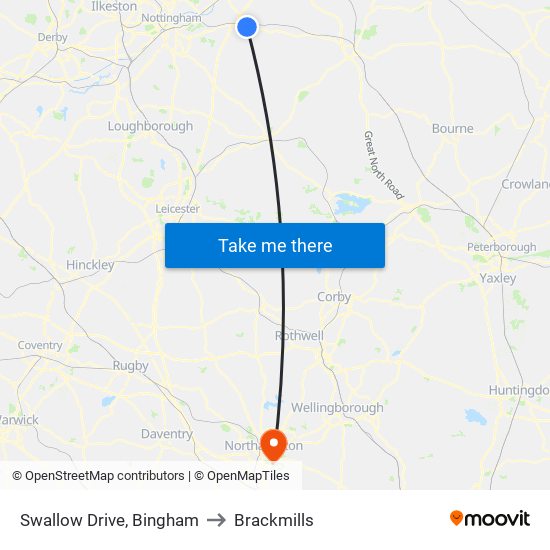 Swallow Drive, Bingham to Brackmills map