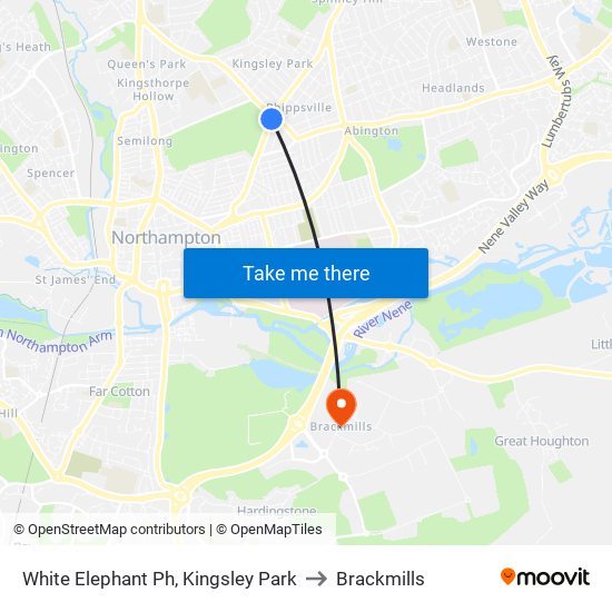 White Elephant Ph, Kingsley Park to Brackmills map