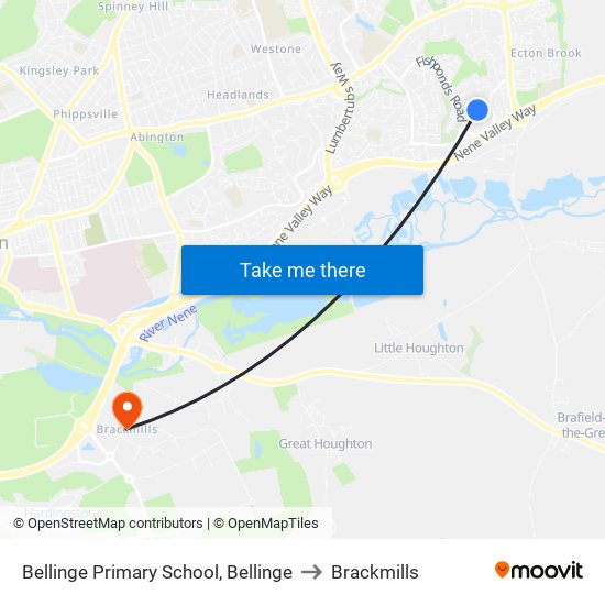 Bellinge Primary School, Bellinge to Brackmills map