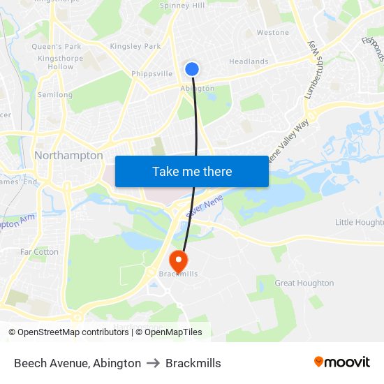 Beech Avenue, Abington to Brackmills map