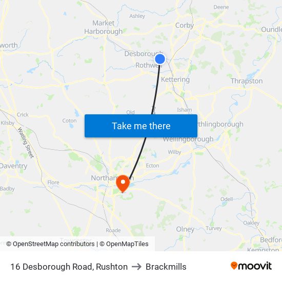 16 Desborough Road, Rushton to Brackmills map