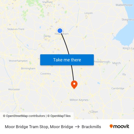 Moor Bridge Tram Stop, Moor Bridge to Brackmills map