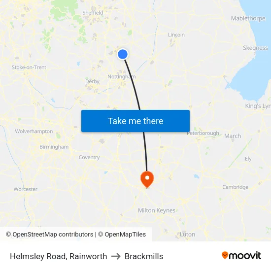 Helmsley Road, Rainworth to Brackmills map