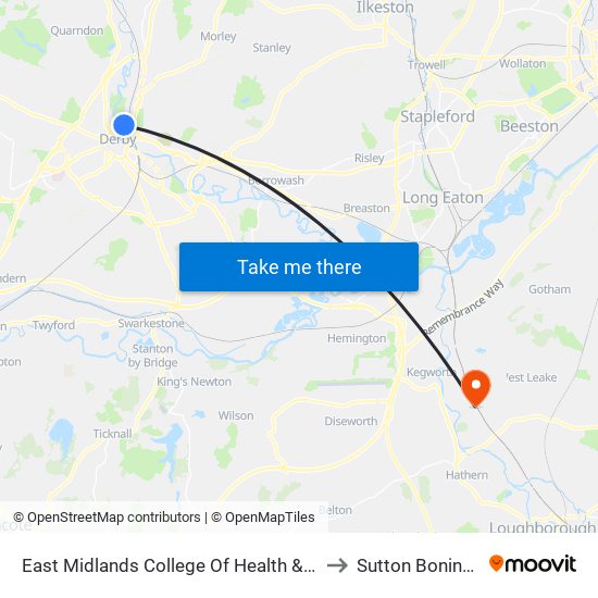 East Midlands College Of Health & Beauty to East Midlands College Of Health & Beauty map
