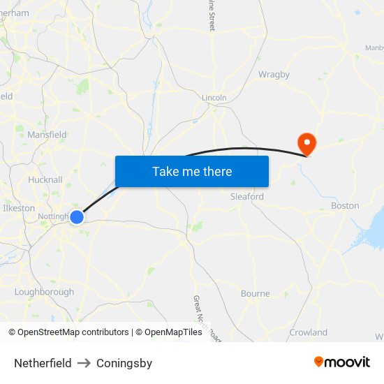 Netherfield to Coningsby map