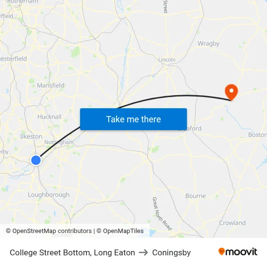 College Street Bottom, Long Eaton to Coningsby map