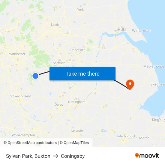 Sylvan Park, Buxton to Coningsby map
