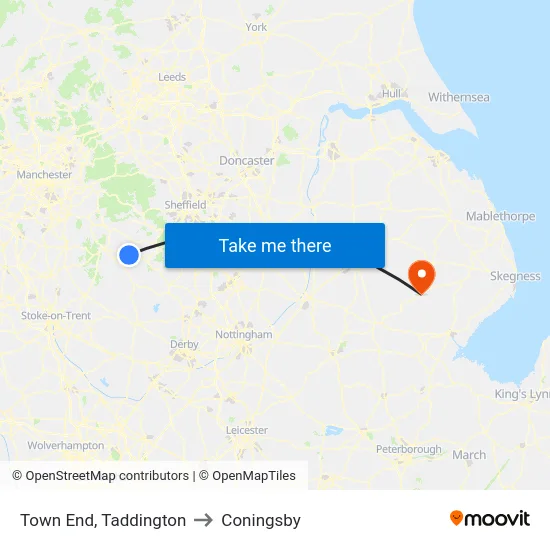 Town End, Taddington to Coningsby map