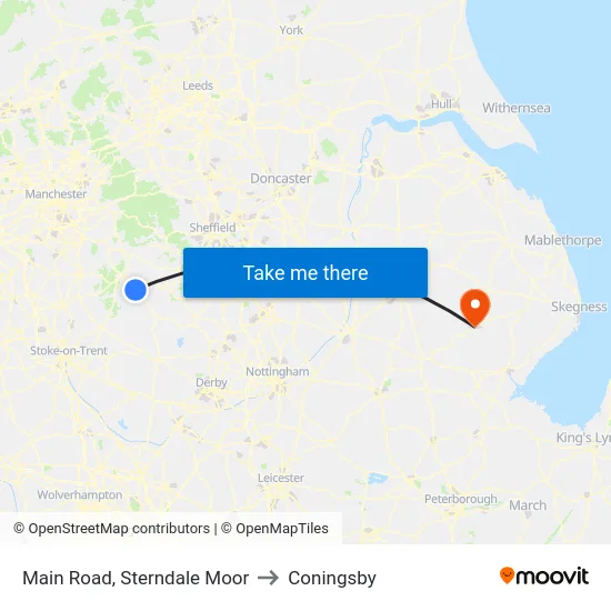 Main Road, Sterndale Moor to Coningsby map