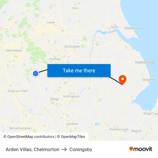 Arden Villas, Chelmorton to Coningsby map