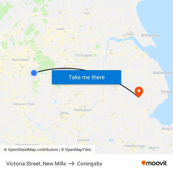 Victoria Street, New Mills to Coningsby map