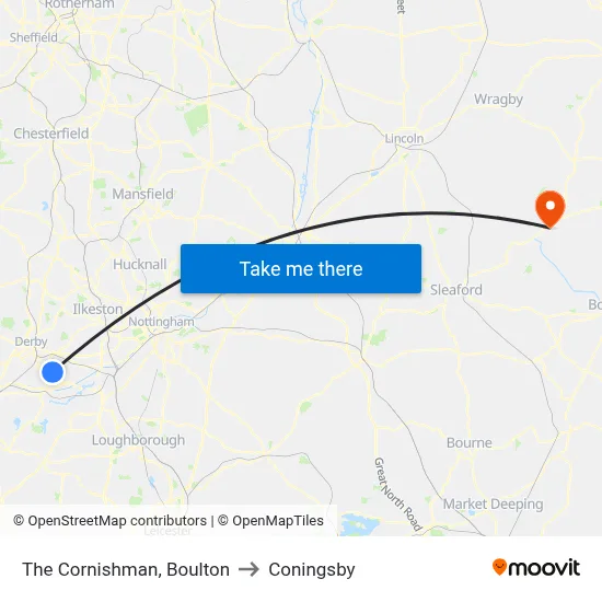 The Cornishman, Boulton to Coningsby map